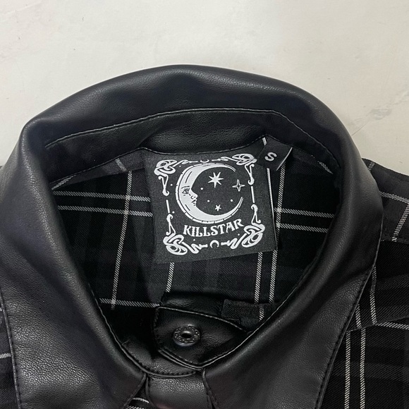 Killstar Size Small Black White Plaid Menace Collar Mini Dress Grunge Goth Punk - Picture 5 of 6